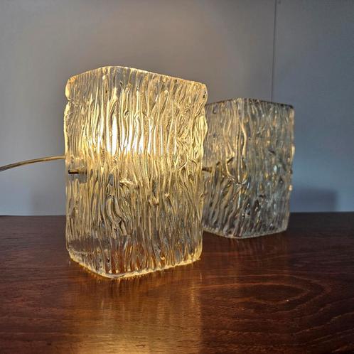 Vintage set wandlampen, glas, Huis en Inrichting, Lampen | Wandlampen, Gebruikt, Glas, Metaal, Ophalen of Verzenden