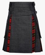 Men's denim + cotton tartan utility kilt with leather straps, Kleding | Heren, Overige typen, Overige kleuren, Onbekend, Verzenden