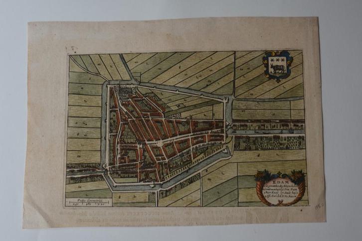 EDAM JOANNE BLEAU Kopergravure 1649 Plattegrond stad G100, Boeken, Atlassen en Landkaarten, Gelezen, Landkaart, Nederland, Voor 1800