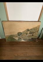 Schilderij v huizen langs de Maas zuid v Maastricht 50 x 70., Antiek en Kunst, Kunst | Schilderijen | Klassiek, Ophalen