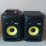 KRK Rokit 8 Speakers + focusrite scarlett 2i2, Zo goed als nieuw, 60 tot 120 watt, Front, Rear of Stereo speakers, Ophalen