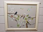 Prachtig zeldzaam Schilderij met veel vogels  H Poeder, Ophalen of Verzenden