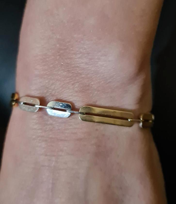 Wit/Geel gouden dames armband 585 (14k), Sieraden, Tassen en Uiterlijk, Armbanden, Zo goed als nieuw, Goud, Overige kleuren, Ophalen of Verzenden