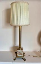 Vintage tafellamp met onyx en messing voet/jaren ’20, antiek, Ophalen of Verzenden, Zo goed als nieuw, Minder dan 50 cm