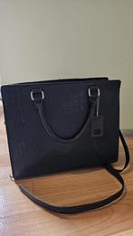 Manfield leren handtas – zwart crocoprint, Ophalen of Verzenden, Gebruikt, Zwart, Handtas