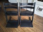2 zwarte tripp trapp stoelen, nieuwe model, Ophalen, Gebruikt, Meegroeistoel, Aanschuifbaar