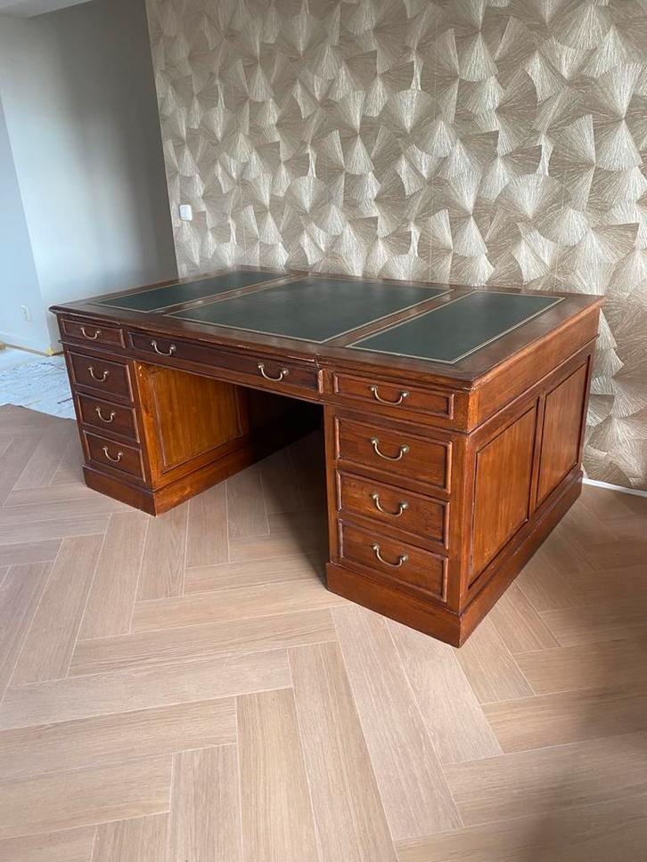 Bureau met Lederen Inleg, Huis en Inrichting, Bureaus, Gebruikt, Bureau, Ophalen of Verzenden