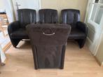 Eetkamerstoelen met wieltjes - Set van 4, Huis en Inrichting, Stoelen, Ophalen, Bruin, Zo goed als nieuw, Vier