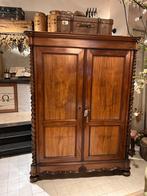 Grote antieke biedermeier kast met planken, demontabel