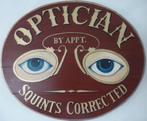 Groot uniek houten bord/opticien/vintage/antiek/etalage/bril, Ophalen of Verzenden, Zo goed als nieuw, Reclamebord
