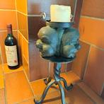 Bronzen Kandelaar met Clownskoppen, Ophalen, Koper of Brons