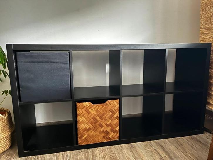 4x Ikea 8 vaks Kallax expedit open kast vakkenkast 4x2 zwart, Huis en Inrichting, Kasten | Ladekasten, Zo goed als nieuw, 100 tot 150 cm