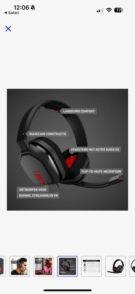 Astro A10 stereo headset, Computers en Software, Headsets, Zo goed als nieuw, Gaming headset, Ophalen of Verzenden