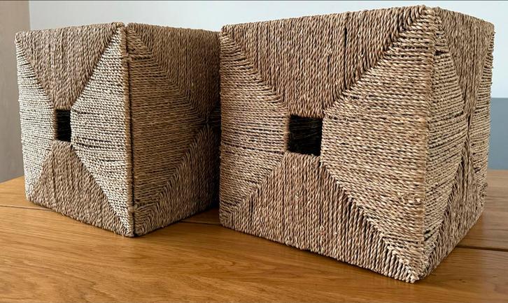 2x Knipsa mand Ikea zeegras 32x33x32 in goede staat, Huis en Inrichting, Woonaccessoires | Overige, Zo goed als nieuw, Ophalen