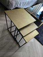 Westwing Bijzettafels - Zwart & Goud - Set van 3, Ophalen, Minder dan 45 cm, Minder dan 55 cm, Metaal of Aluminium