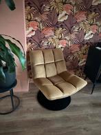 Dutchbone draaistoel goud velours, zwarte poot, Huis en Inrichting, Stoelen, Ophalen, Overige kleuren, Zo goed als nieuw, Metaal