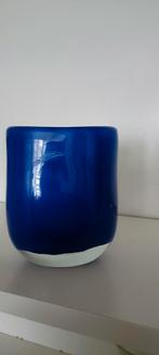 Ovale Blauwe Vaas, Ophalen of Verzenden, Gebruikt, Glas, Minder dan 50 cm