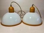 Twee prachtige vintage Steinhauer hanglampen mushroom wit, Ophalen of Verzenden, Gebruikt, Hout, Minder dan 50 cm