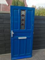 Merbau voordeur met glas in lood 211.5 x 93 cm compleet met, Ophalen, 200 tot 215 cm, Glas, Buitendeur