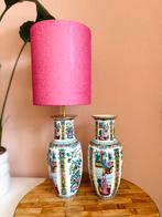 Chineese vaaslamp duo, Huis en Inrichting, Lampen | Tafellampen, Ophalen of Verzenden, Zo goed als nieuw, Minder dan 50 cm