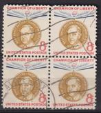 Amerika USA 1958 Ernst Reuter Burg. Berlijn in blok van 4 2, Ophalen of Verzenden, Gestempeld, Noord-Amerika