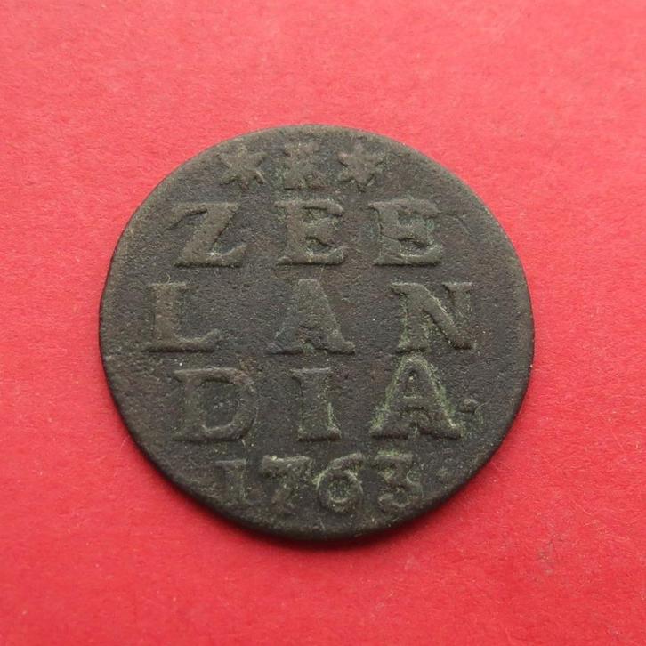 Duit Zeeland 1763 Zeelandia Luctor et Emergo Middelburg.., Postzegels en Munten, Munten | Nederland, Losse munt, Overige waardes
