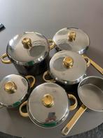 Pannenset 6 delig, Huis en Inrichting, Keuken | Potten en Pannen, Ophalen of Verzenden, Gebruikt, Rvs, Pannenset