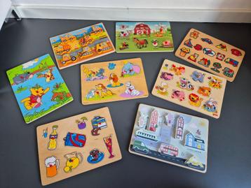 Set met 8 houten kinderpuzzels beschikbaar voor biedingen