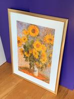 Ingelijste poster zonnebloem van Monet, Antiek en Kunst, Ophalen of Verzenden