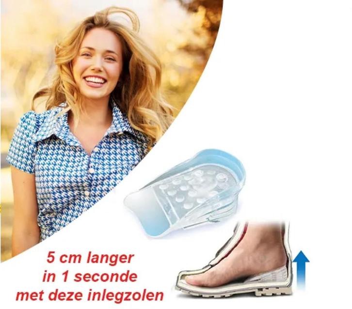 Silcon lifting x5 cm- Deze inlegzolen helpen u de lengte in, Sieraden, Tassen en Uiterlijk, Uiterlijk | Lichaamsverzorging, Nieuw