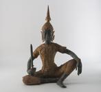 Brons beeld van Thaise tempelwachter (zittend), Ophalen of Verzenden