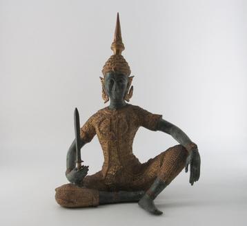 Brons beeld van Thaise tempelwachter (zittend) beschikbaar voor biedingen