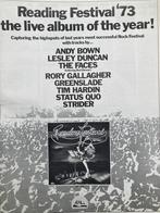 Paginagrote A3 advertentie READING FESTIVAL 1973 Rory Gallag, Cd's en Dvd's, Vinyl | Rock, Ophalen of Verzenden