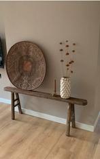 Houten bankje / sidetable, Ophalen, 100 tot 150 cm, Zo goed als nieuw, 25 tot 50 cm