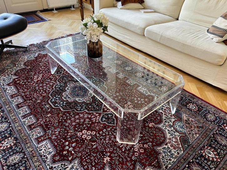 Moderne Glazen Salontafel – 72 x 142 cm, Huis en Inrichting, Tafels | Salontafels, Gebruikt, 50 tot 75 cm, 50 tot 100 cm, 100 tot 150 cm