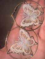 Gouden vlinder oorbellen, Hangers, Ophalen of Verzenden, Zo goed als nieuw, Goud