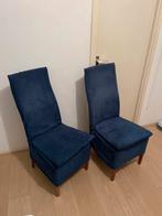 Rieten Eetkamerstoelen met Blauwe Bekleding, Huis en Inrichting, Stoelen, Ophalen, Gebruikt, Twee, Blauw