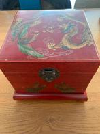 Vintage Chinese opbergdoos met leer bekleed, Antiek en Kunst, Ophalen