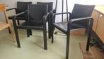 Matteo Grassi design 4 leren zwarte stoelen, Huis en Inrichting, Ophalen, Gebruikt, Zwart, Leer