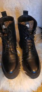 Maruti damesboots, zwart met dierenprint, echt leer mt 38, Ophalen, Zwart, Overige typen, Nieuw