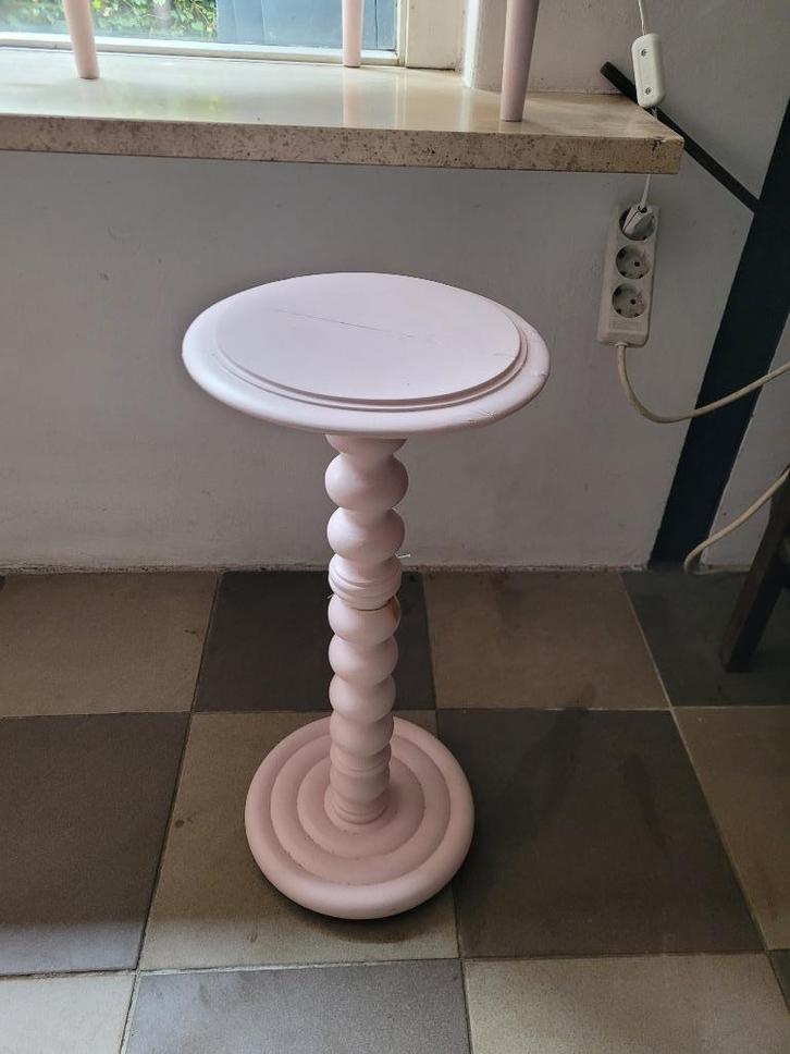 Vintage poeder roze planten tafel pied de stalle foto 1 t/m4, Huis en Inrichting, Woonaccessoires | Zuilen en Pilaren, Zo goed als nieuw