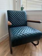 Leren fauteuil (donkerblauw), Huis en Inrichting, Fauteuils, Ophalen of Verzenden, Zo goed als nieuw, 50 tot 75 cm, Leer