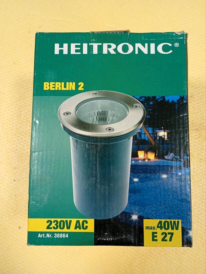 Heitronic Grondspot RVS E27 Nieuw! Onverwoestbaar! IP67!, Tuin en Terras, Buitenverlichting, Nieuw, Vloerlamp, Rvs, Minder dan 50 watt