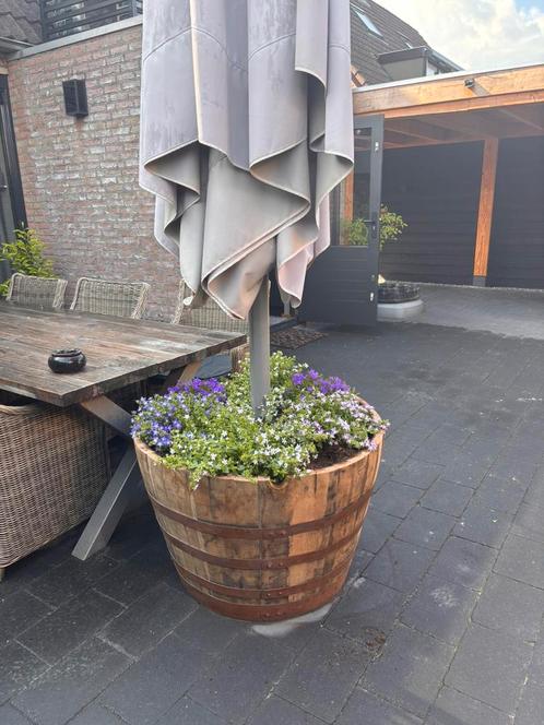 Grote eikenhouten bloembak, Tuin en Terras, Bloembakken en Plantenbakken, Gebruikt, Hout, 60 tot 100 cm, Rond, Ophalen