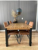 Eettafel set met 6 stoelen, Ophalen, Bruin, Zo goed als nieuw, Metaal