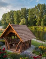 Houten tuinhuisje / prieel met tafel en banken – handgemaakt, 200 tot 400 cm, Tuinhuis, Nieuw, Zonder ramen