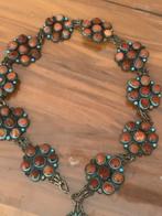 Vintage Bronzen Ketting met Edelstenen, Ophalen of Verzenden, Brons, Ketting, Met edelsteen