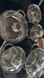 Pannenset 5 st, Ophalen, Gebruikt, Inductieplaat, Pannenset