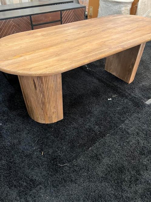Eettafel 200 cm – Deens ovaal – Mangohout bruin, Huis en Inrichting, Tafels | Eettafels, Zo goed als nieuw, 100 tot 150 cm, 200 cm of meer