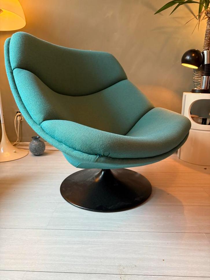 Artifort F557 Pierre Paulin Designstoel Jaren 60, Huis en Inrichting, Stoelen, Zo goed als nieuw, Eén, Stof, Blauw, Ophalen of Verzenden